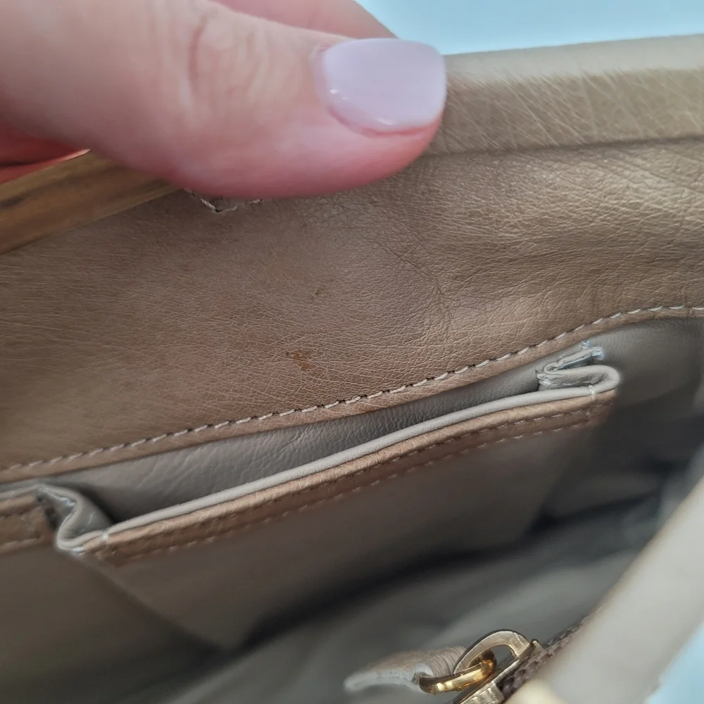 ALIEL Beige Ostrich Leather Flat Clutch Handbag NEW Made in Italy Gold